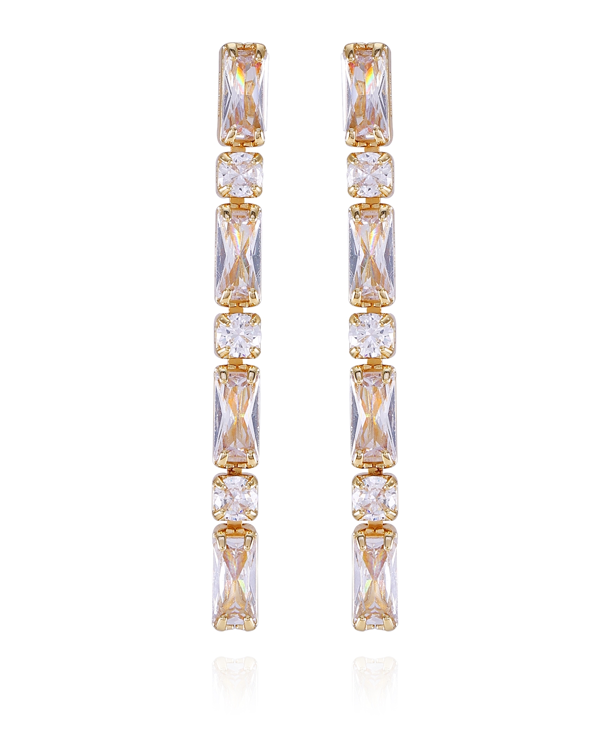 Gold-Tone Clear Glass Stone Dangle Drop Earrings - Gold