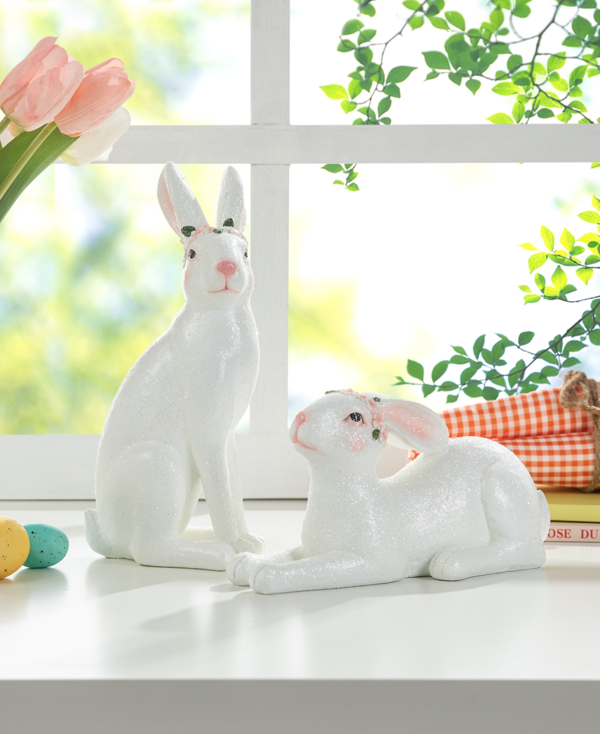 Shop Glitzhome 9.75" H Easter Resin Bunny Table Decor, Set Of 2 In Multi