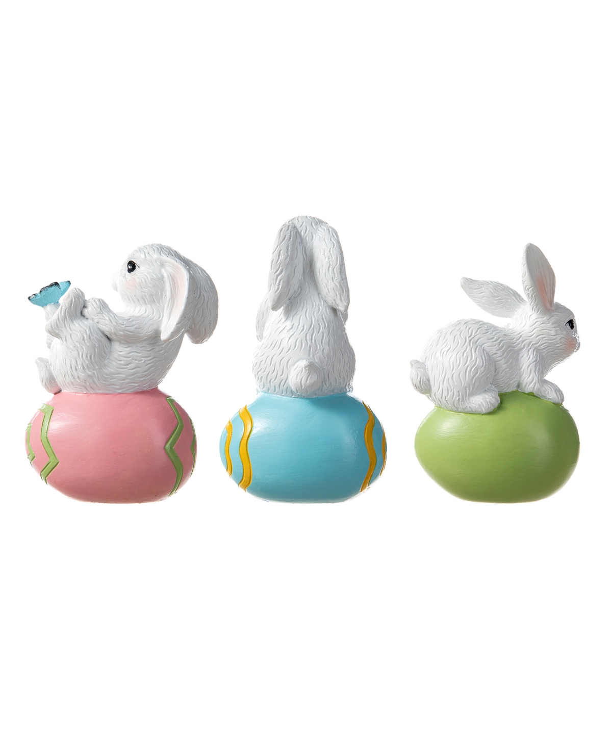 Glitzhome 4.5" H Easter Resin Bunny Table Decor, Set Of 3 In Multi
