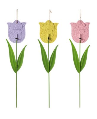 24" H Easter Metal Tulips Yard Stake, Set of 3