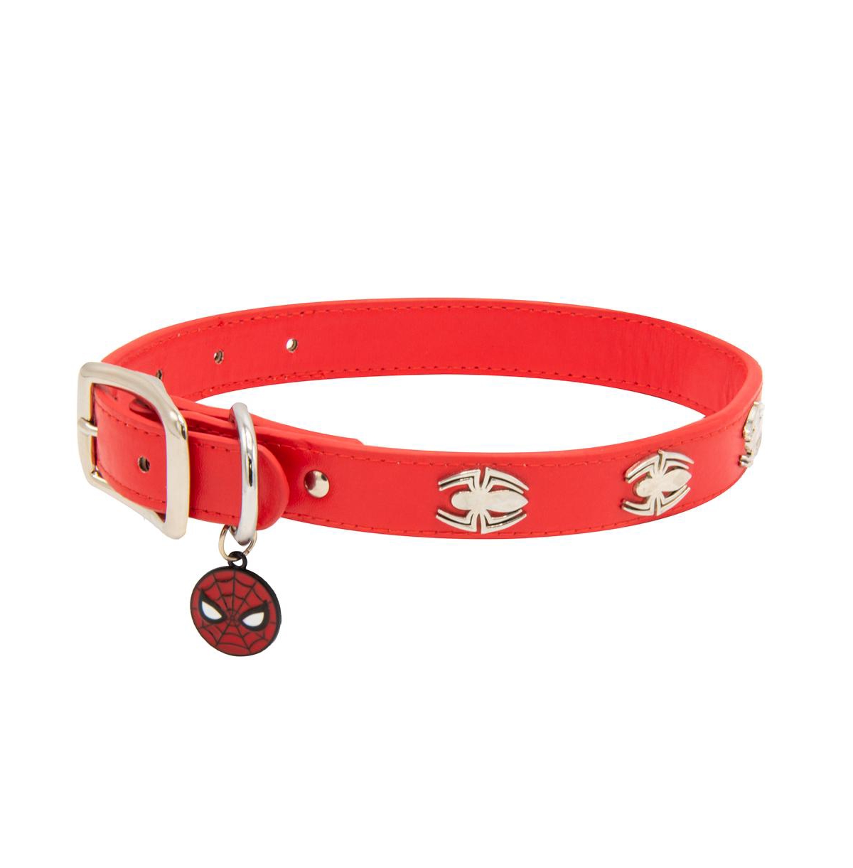 Dc Comics Pet Collar, Faux Leather Dog Collar, Spider Man - Red