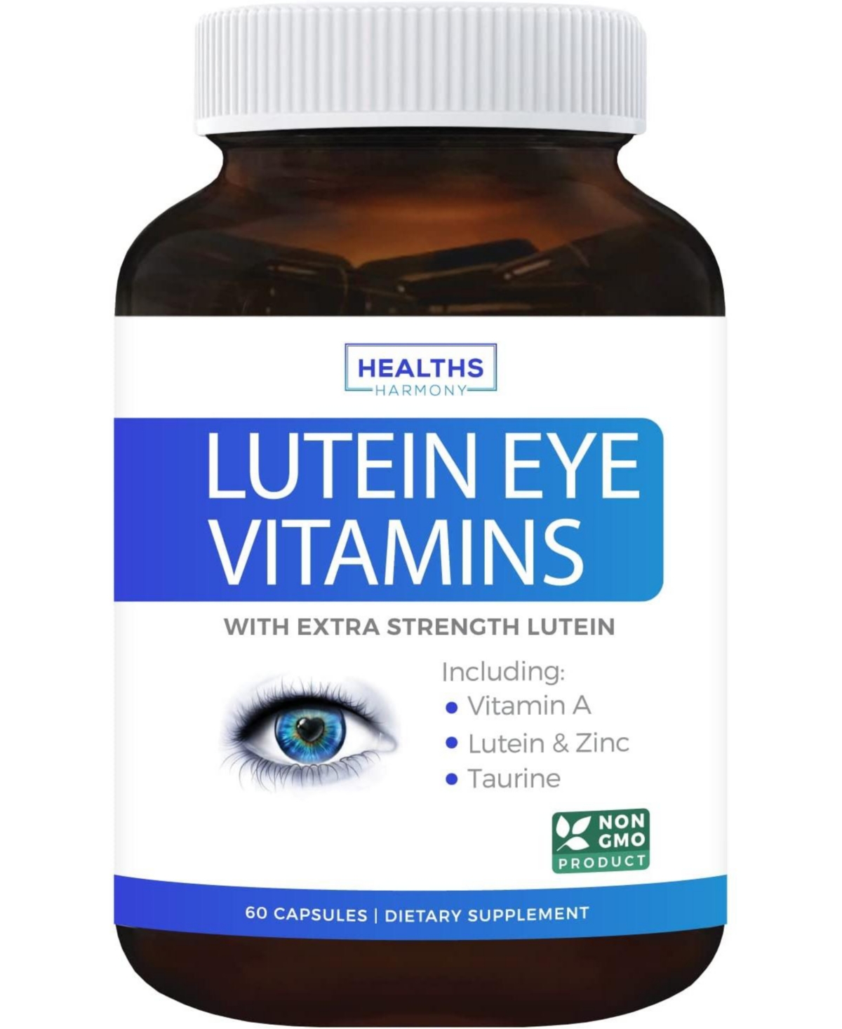 Lutein Eye Vitamins (Non-gmo) Vision Support Supplement for Tired and Dry Eyes - Maintain Vision Health With Zinc & Powerful Bilberry, Milk Thistle, G