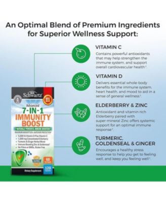 Immune Support Supplement - Zinc, Vitamin C, D3, Elderberry, Goldenseal - Immunity Vitamins, 120 Capsules