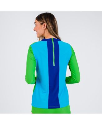 Women's Back Zip Color Block Rash Guard