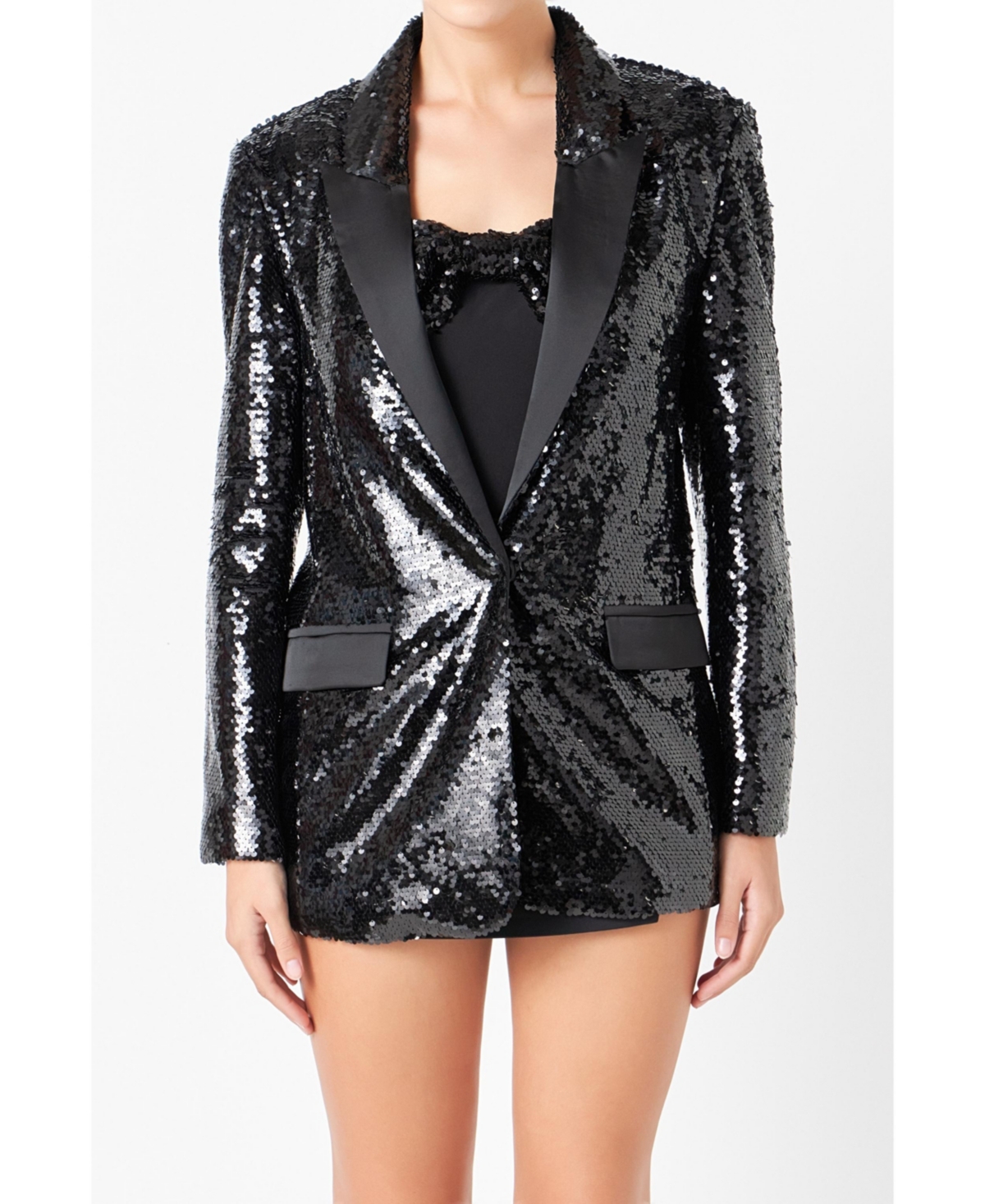 Endless Rose Women's Sequin Oversized Jacket In Black