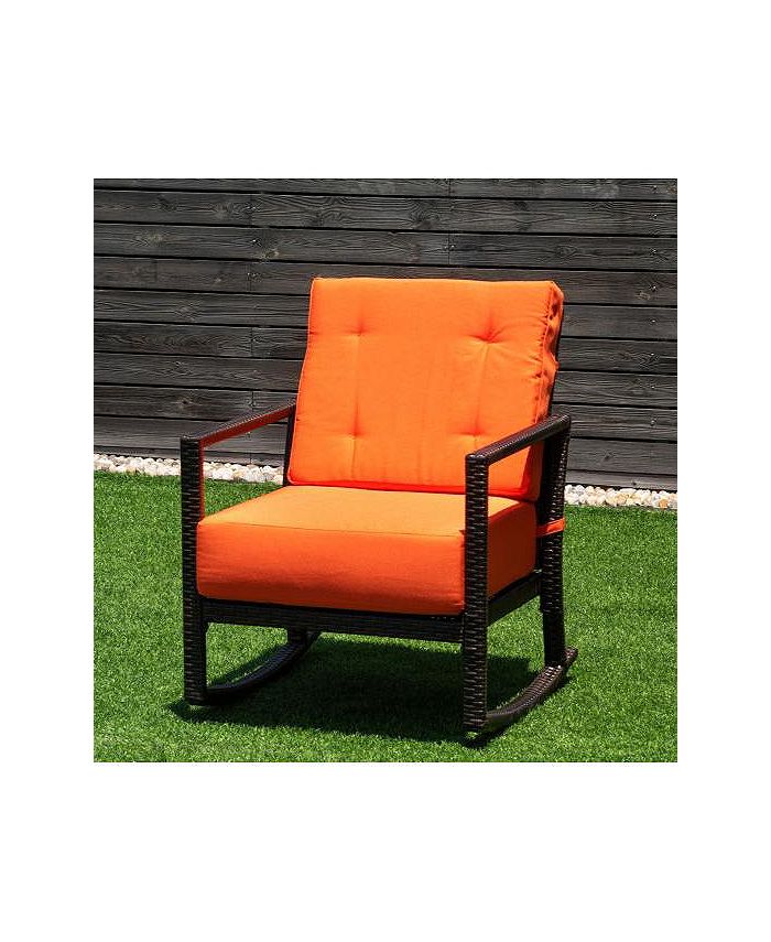 Slickblue Patio Rattan Rocking Chair Rocker Armchair with Cushions Macy's