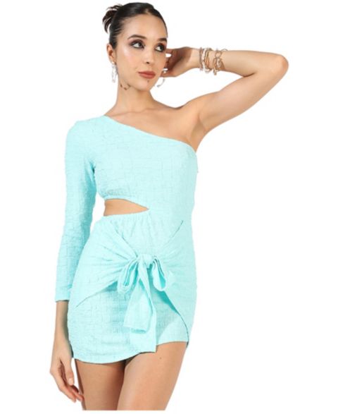 Женское платье Cahoot Light Blue Solid Cutout, цвет: Светлый синий