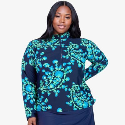 Women's Plus Size Half-Zip Nora Swim Top
