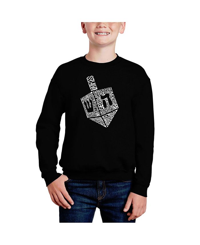 LA Pop Art Hanukkah Dreidel Big Boy s Word Art Crewneck