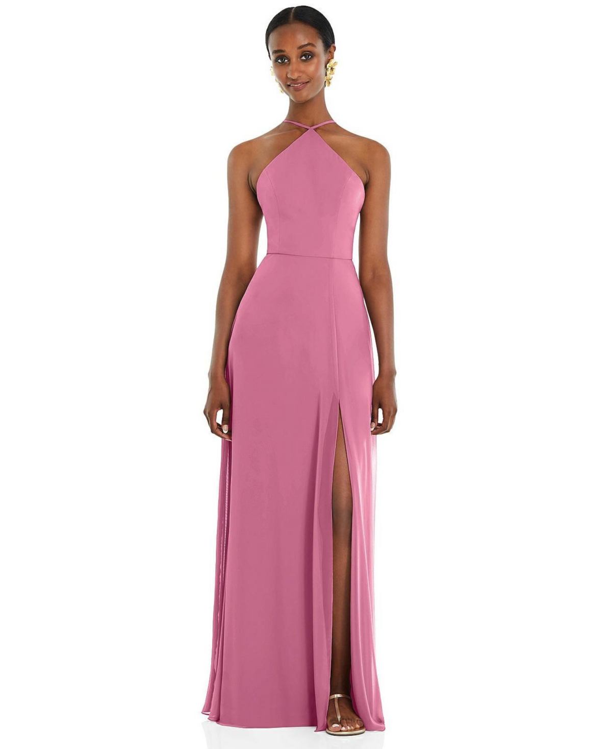 LOVELY WOMENS DIAMOND HALTER MAXI DRESS WITH ADJUSTABLE STRAPS