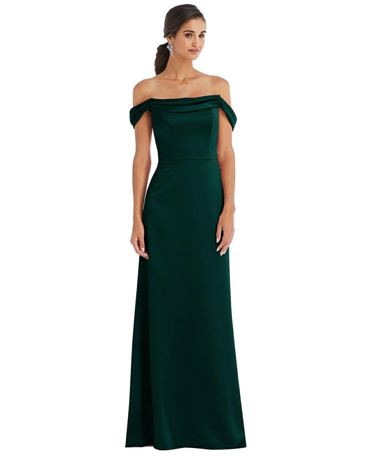 Women's Draped Pleat Off-the-Shoulder Maxi Dress - Evergreen