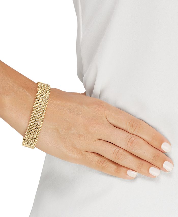 Macy's Polished Wide Woven Mesh Link Chain Bracelet in 18k Gold - Macy's