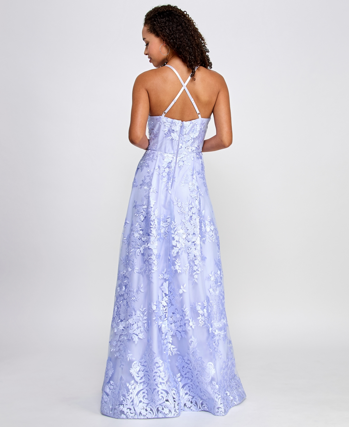 Bcx Juniors' Floral Embroidered Gown, Created for Macy's