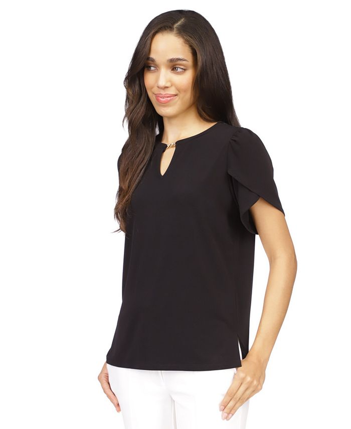 Michael Kors Women's Chain Neck Cut Out Top Black Size Medium
