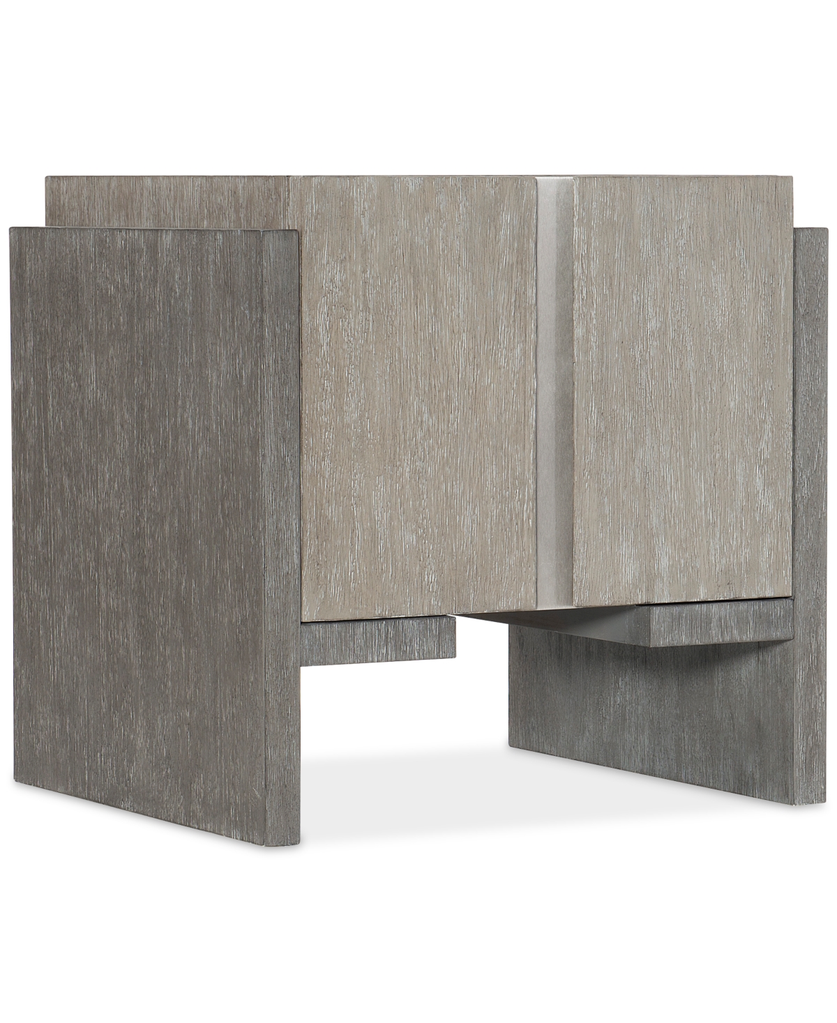 Bernhardt Foundations End Table With Doors In Grey