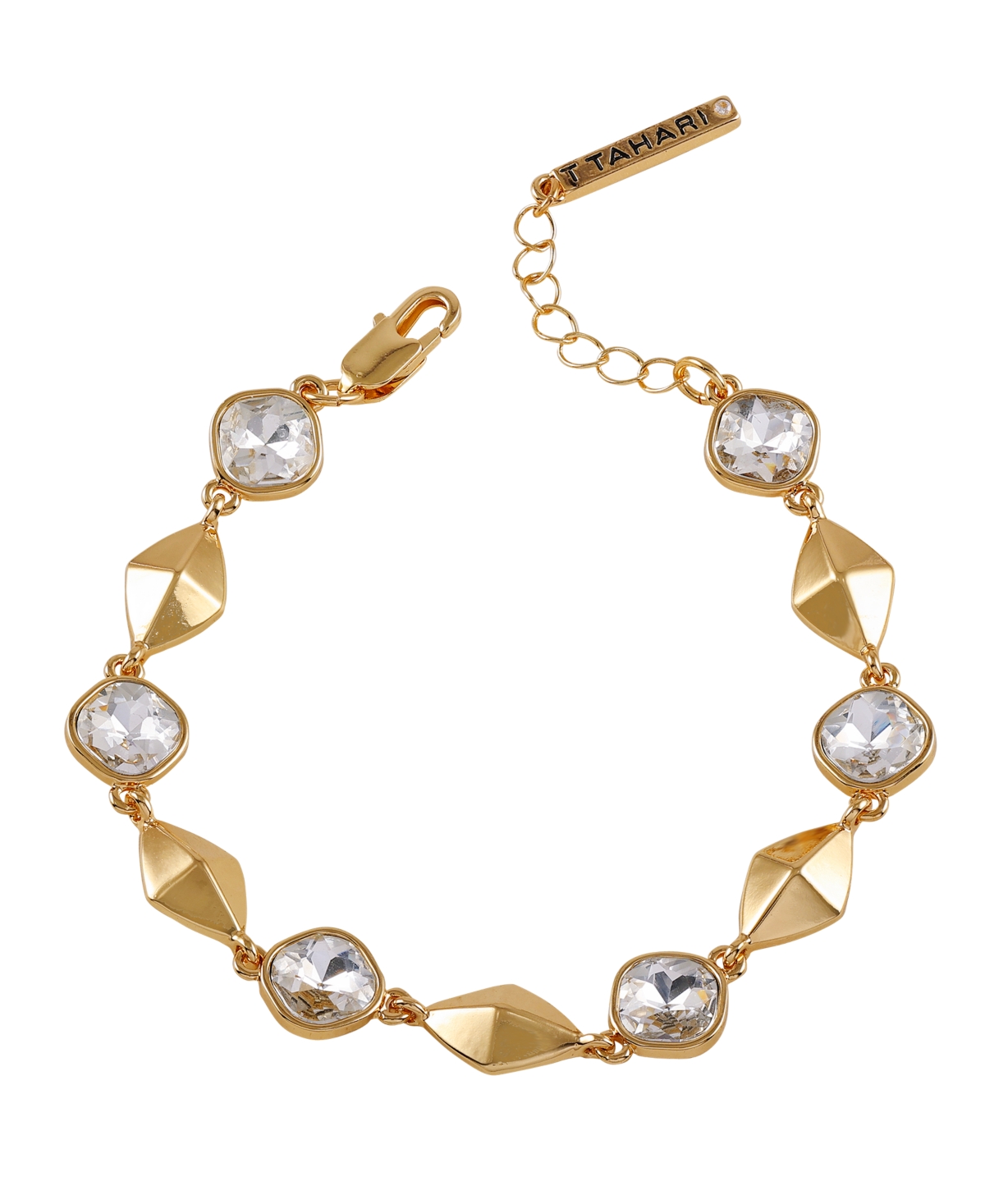 Gold-Tone Pave Glass Stone Line Bracelet - Gold