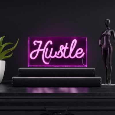 Hustle Contemporary Glam Acrylic Box USB Operated LED Neon Light