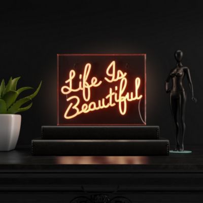 Life Is Beautiful Contemporary Glam Acrylic Box USB Operated LED Neon Light
