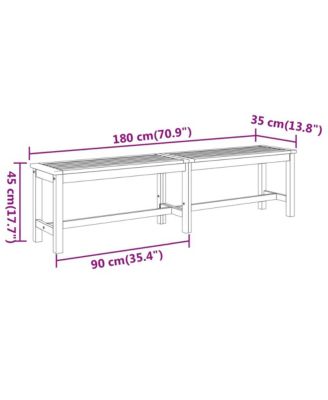 Garden Bench Brown Solid Acacia wood 70.9 in x 13.8 in x 17.7 in