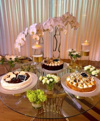 White Glass Cake Plate on Stem, 13.5 D