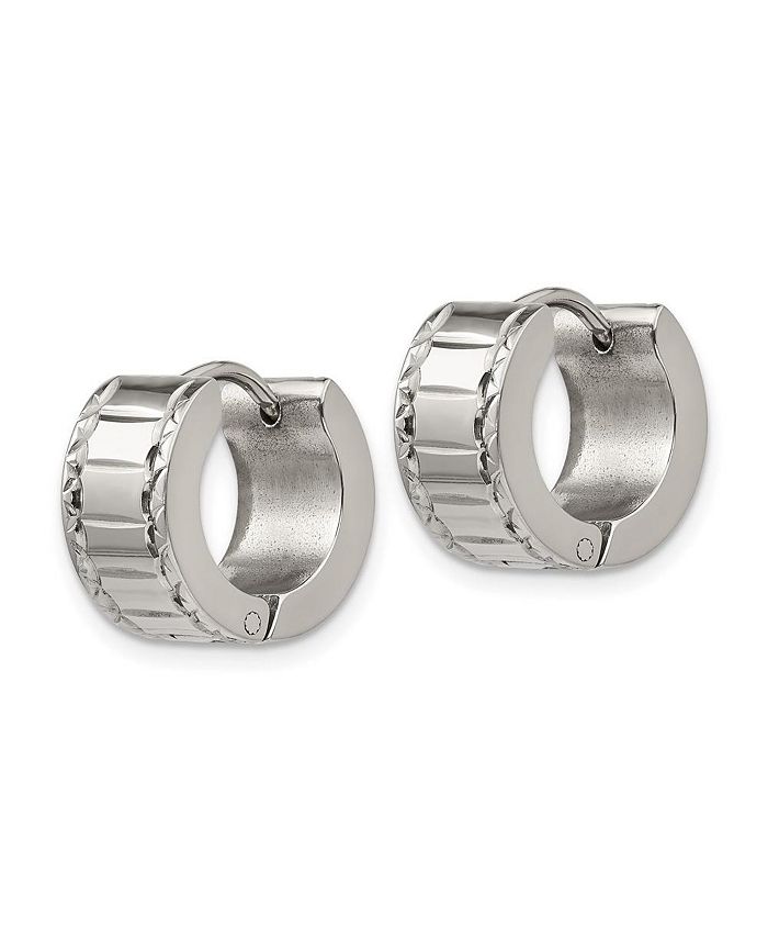 Chisel Stainless Steel Polished and Textured Hinged Hoop Earrings Macy's