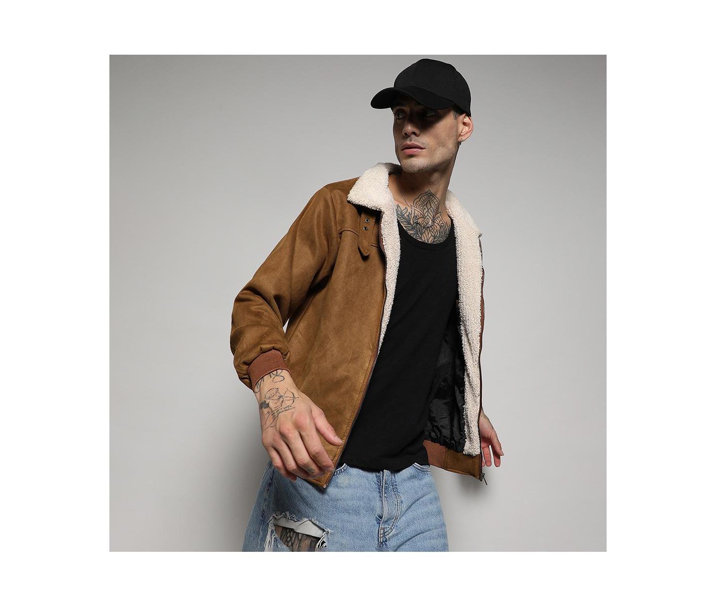 Мужская куртка Cahoot Brown Zip-Front With Fleece Detail, цвет: Коричневый — фото 2