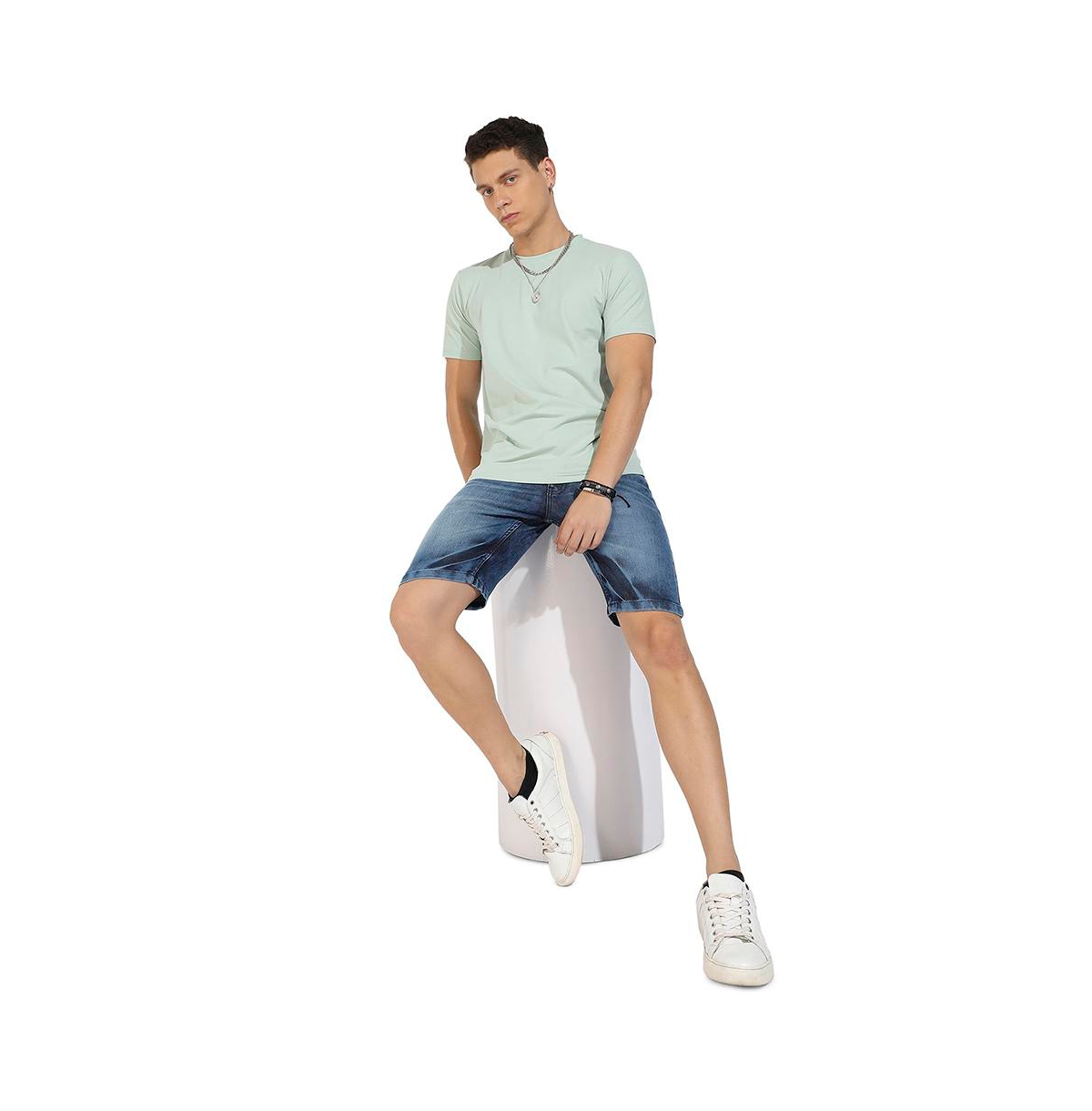 Campus Sutra Men'sBasic Regular Fit T-Shirt - Sage green