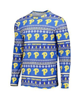 Men's Royal Pitt Panthers Swivel Long Sleeve T-shirt and Pants Sleep Set