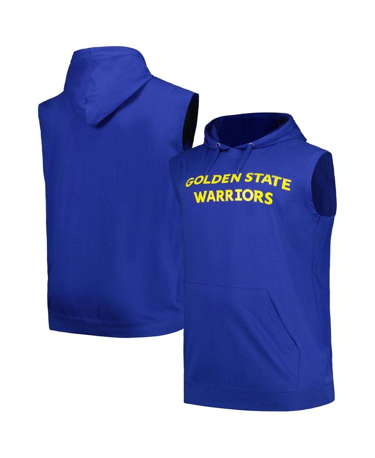 Shop Fanatics Men's  Royal Golden State Warriors Big And Tall Jersey Muscle Pullover Hoodie