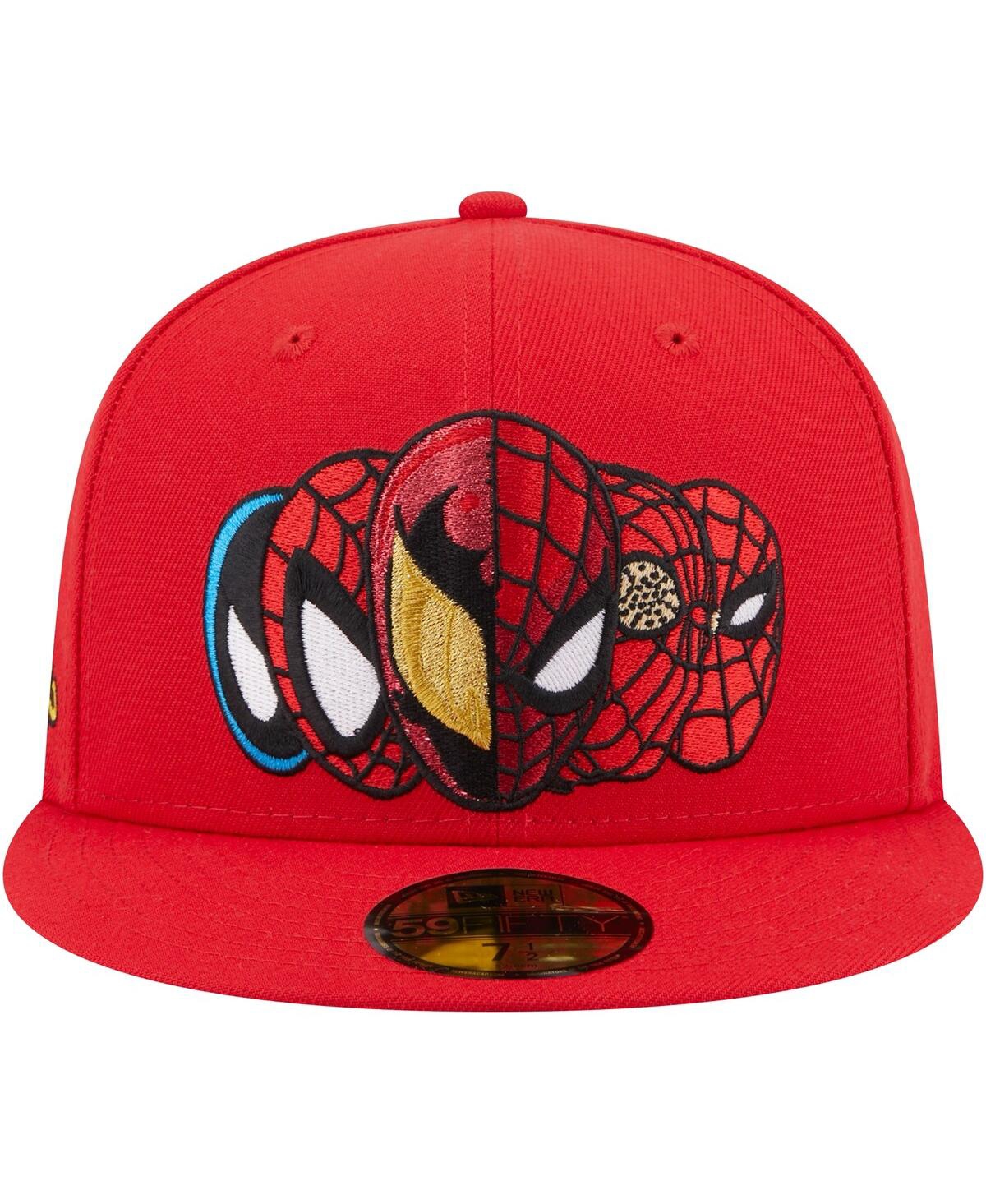Men's New EraSpider-Man Faces 59FIFTY Fitted Hat - Red