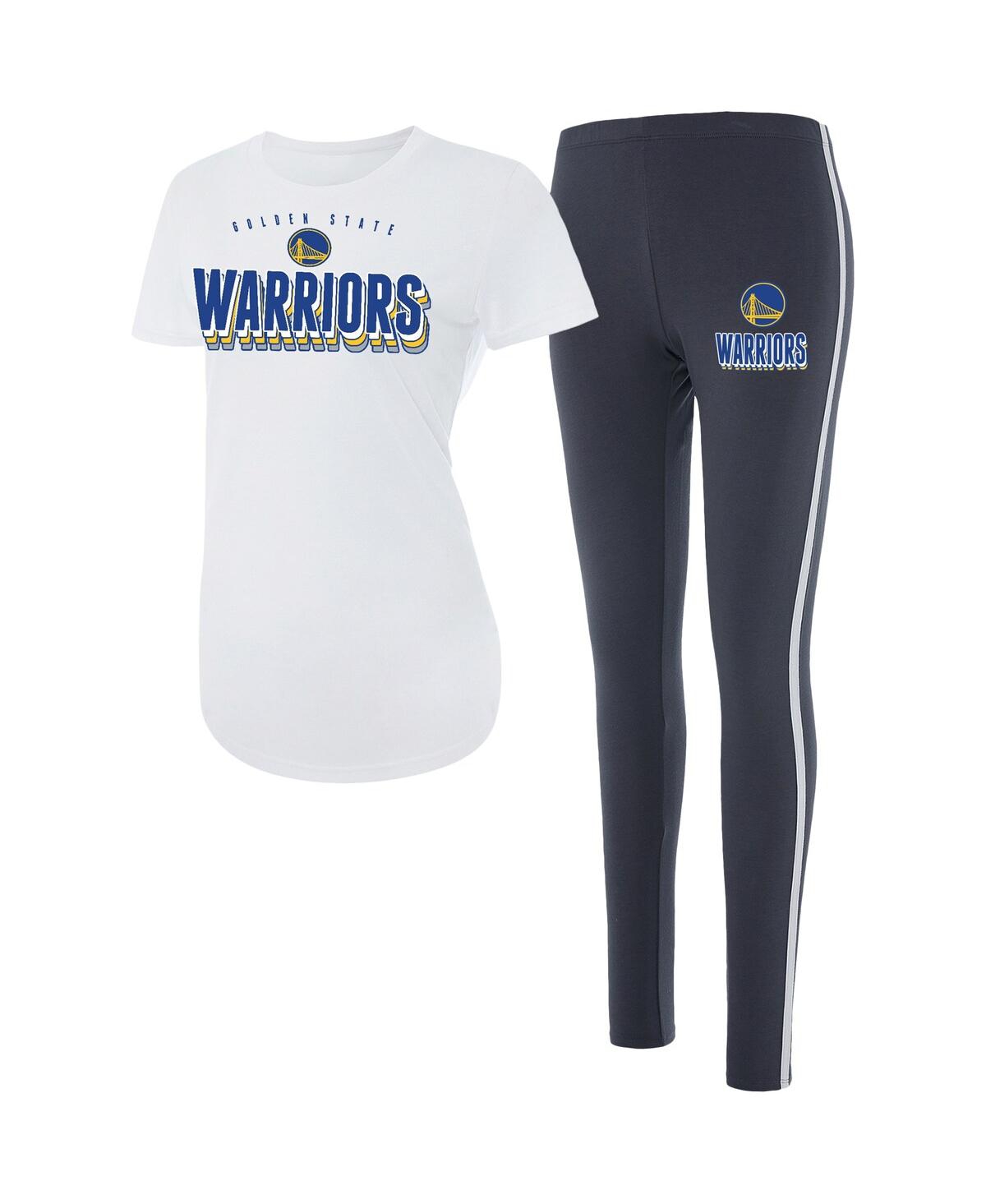Women's Concepts Sport White, Charcoal Golden State Warriors Sonata T-shirt and Leggings Sleep Set - White, Charcoal
