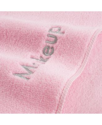 Makeup Remover Fingertip Towels (Pack of 6), Soft Coral Fleece Microfiber Washcloths for Make Up, Embroidered, 11 x 17 in.