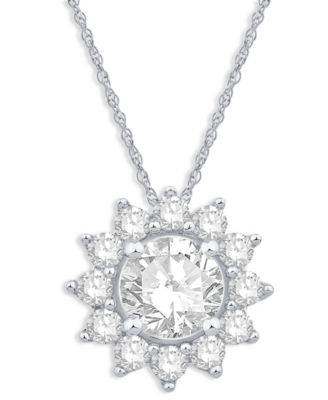 Macy's - Diamond Sunburst 18" Pendant Necklace (1/2 ct. t.w.) in 10k White Gold