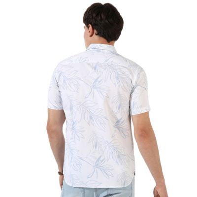 Men's White Printed Regular Fit Casual Shirt