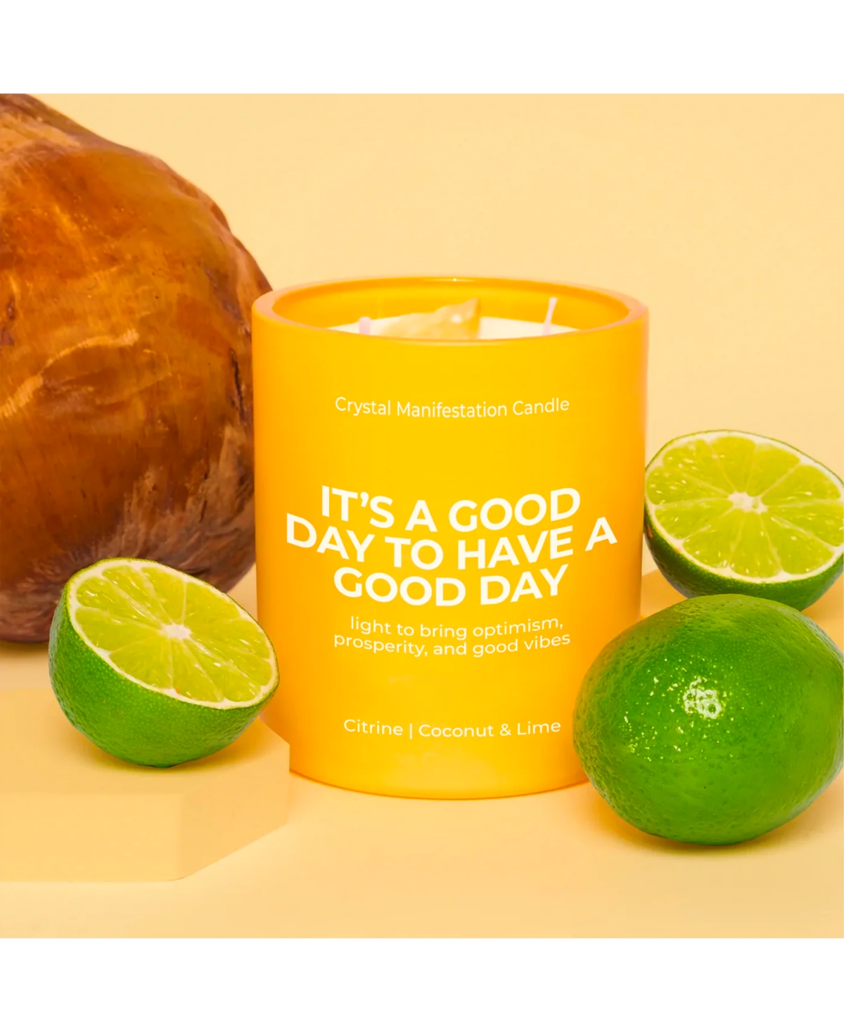 It's A Good Day to Have a Good Day Crystal Manifestation Candle - Coconut and Lime with Citrine - Orange