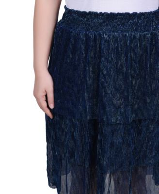 Petite Tiered Mesh Plisse Skirt