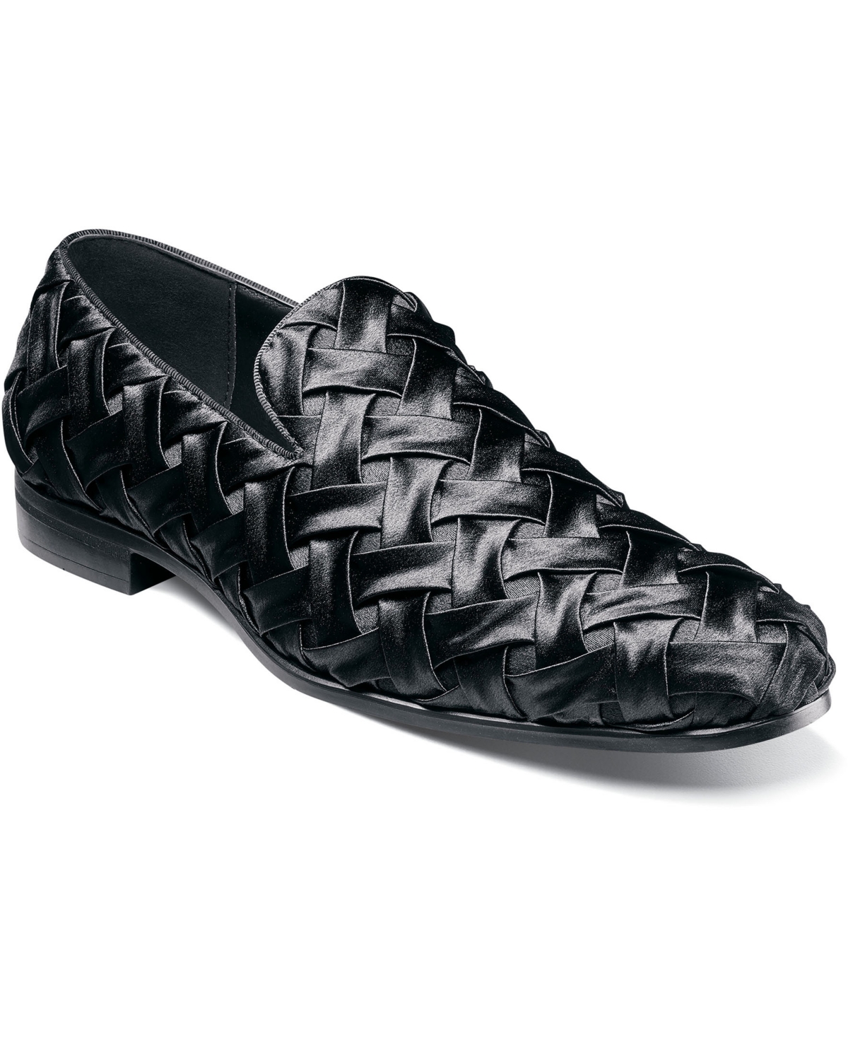 Men's Savoir X-Cross Satin Slip-On Loafers - Black