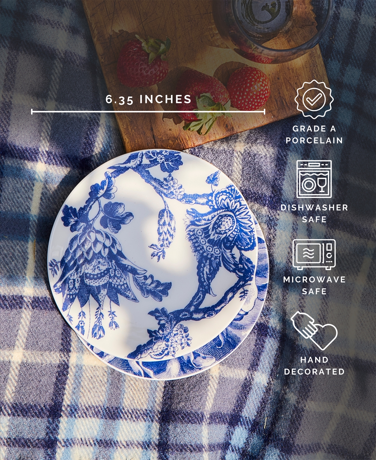 Caskata Arcadia Canape Plate, Set Of 4 In Blue On White