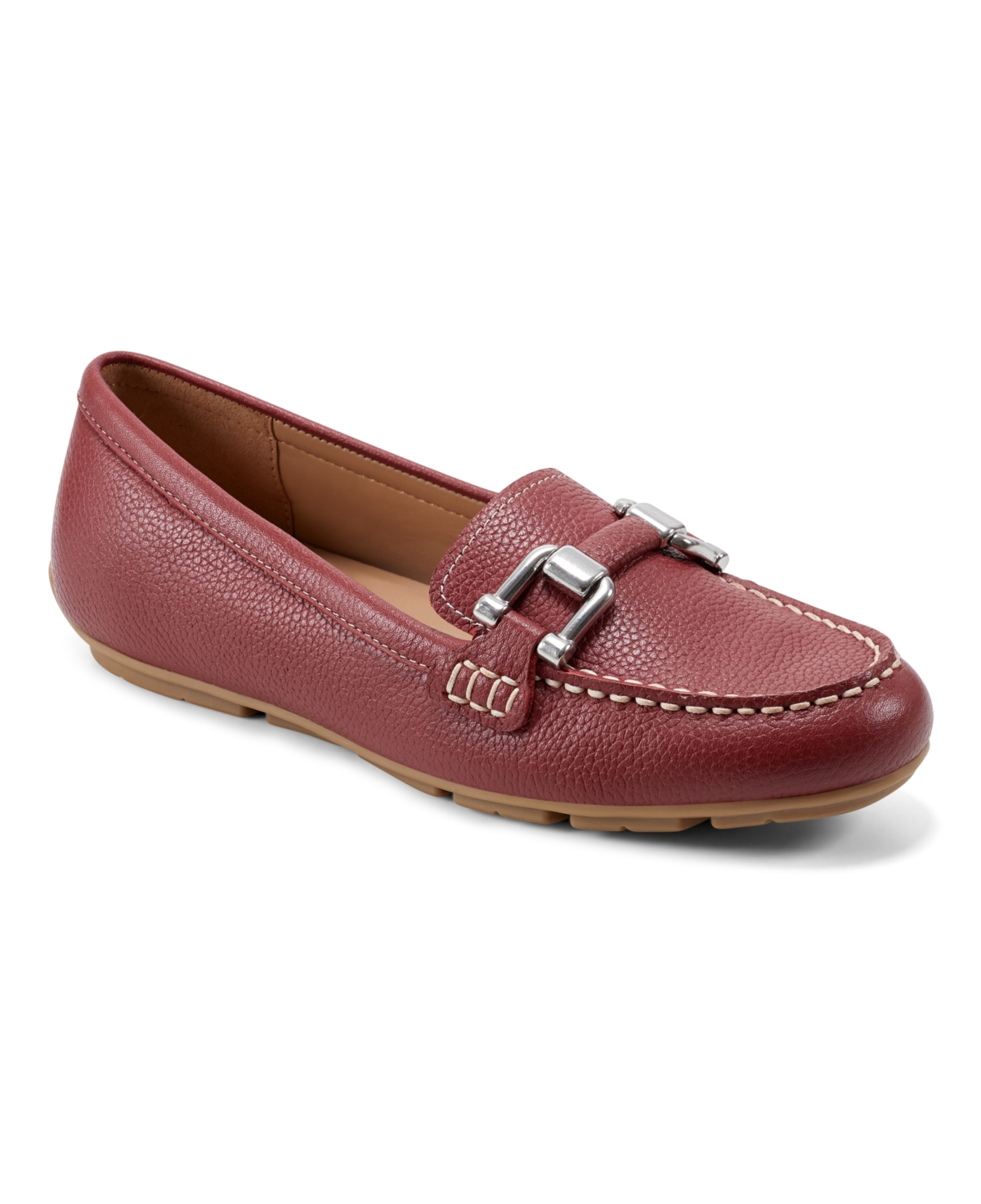 Women's Megan Slip-On Round Toe Casual Loafers - Red Leather