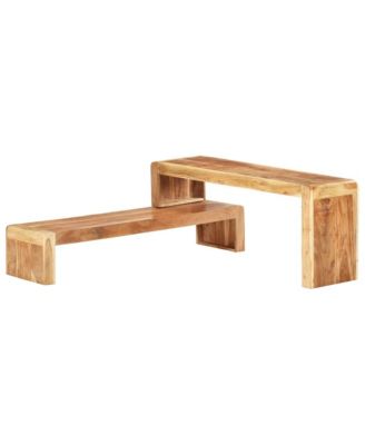 2 Piece TV Stand Solid Wood Acacia