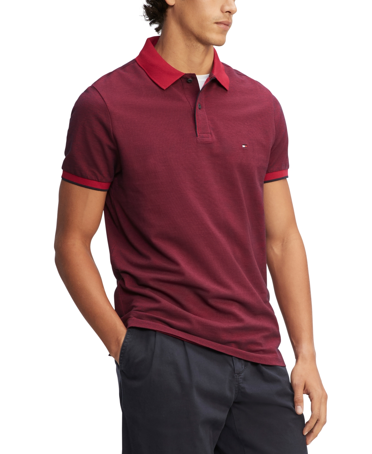 Tommy Hilfiger Men's Wcc Regular-fit Tipped Polo Shirt In Royal Berry