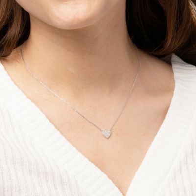 Sterling Silver 18k Gold Plated Crystal Heart Necklace