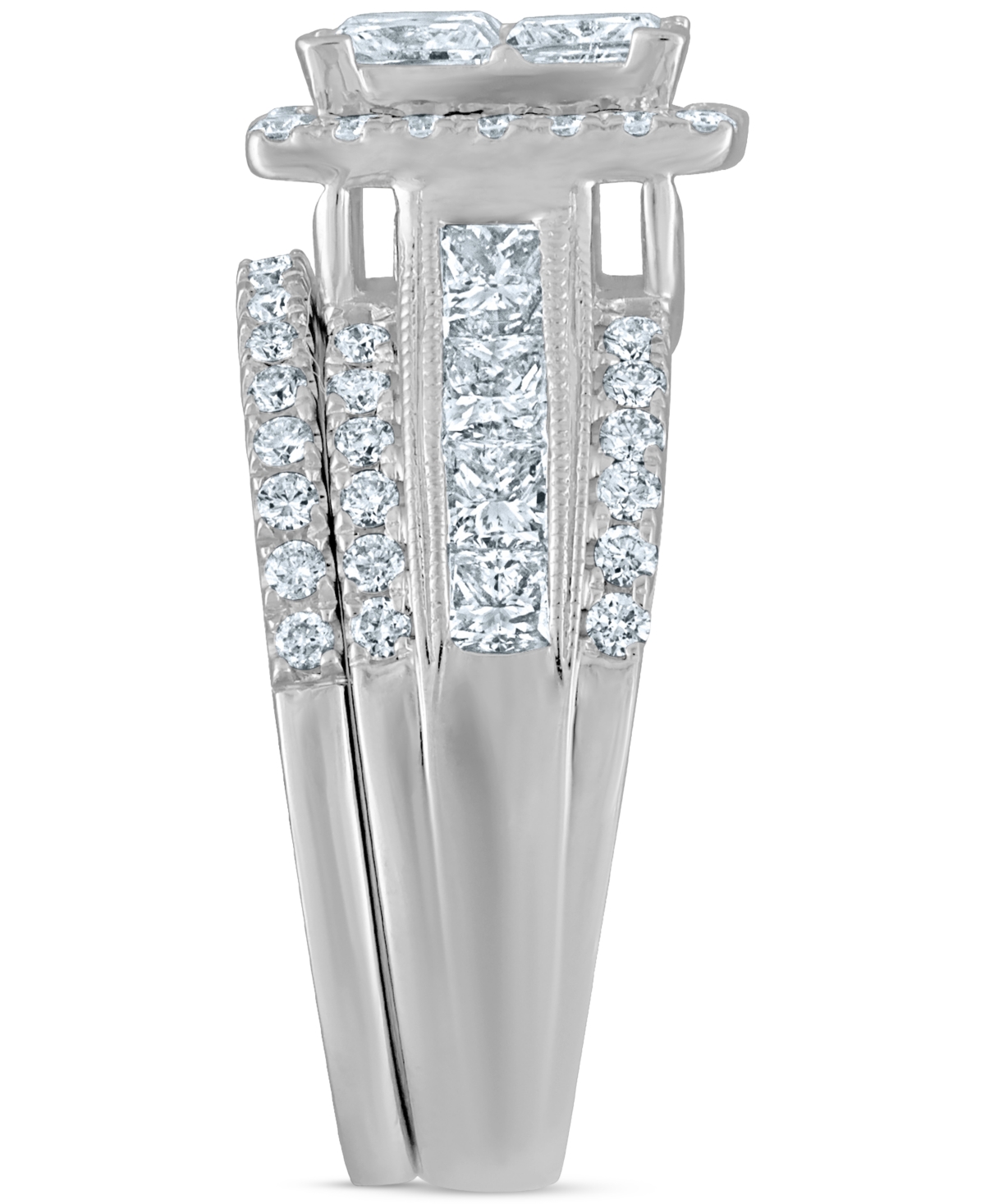 Diamond Princess Halo Quad Cluster Bridal Set (3-1/2 ct. t.w.) in 14k- White Gold