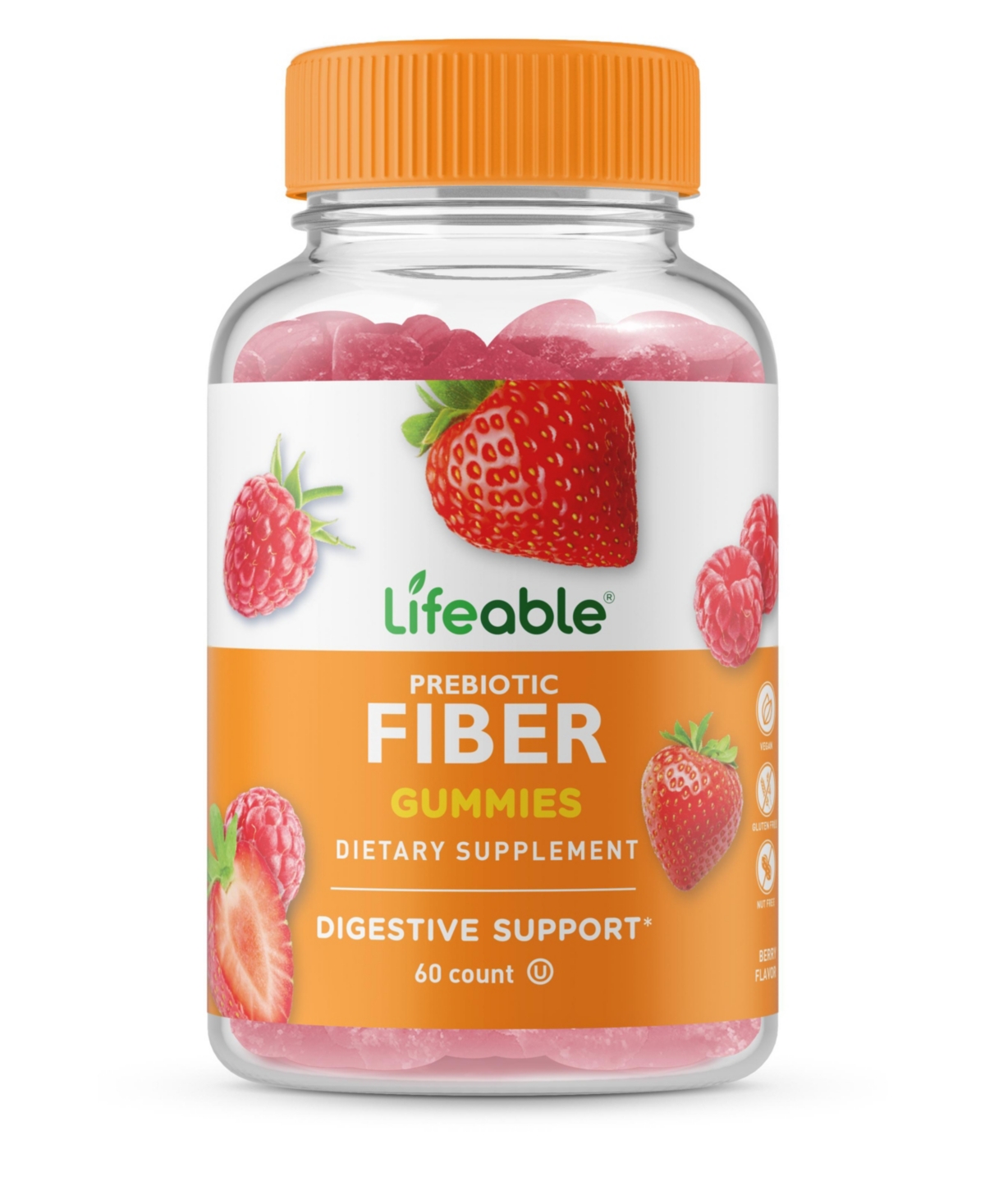 Prebiotic Fiber 5g Supplement Gummies - Digestive System - Great Tasting Natural Flavor, Dietary Supplement Vitamins - 60 Gummies - Open Misc
