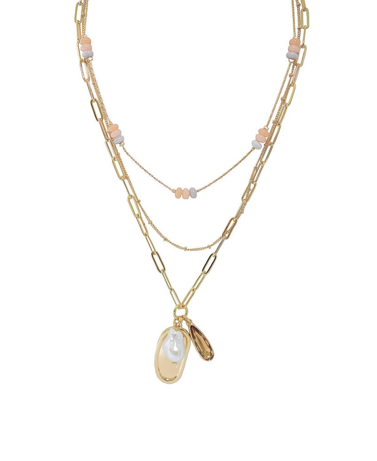 Layered Pendant Necklace - Gold