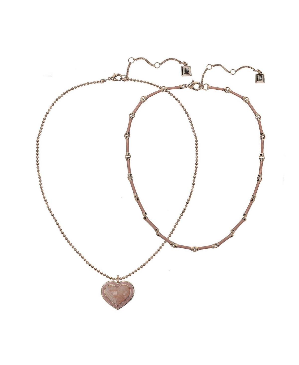 2 Piece Heart Necklace Set - Gold