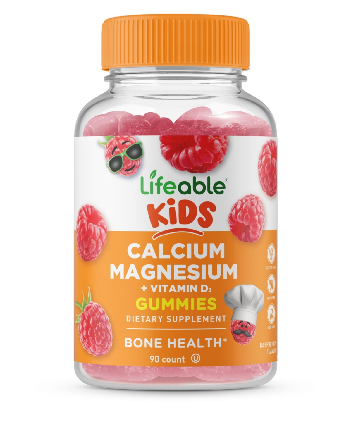 Calcium Magnesium and Vitamin D Gummies - Bones, Muscles, Nerves - Great Tasting Natural Flavor, Dietary Supplement Vitamins - 90 Gummies - O