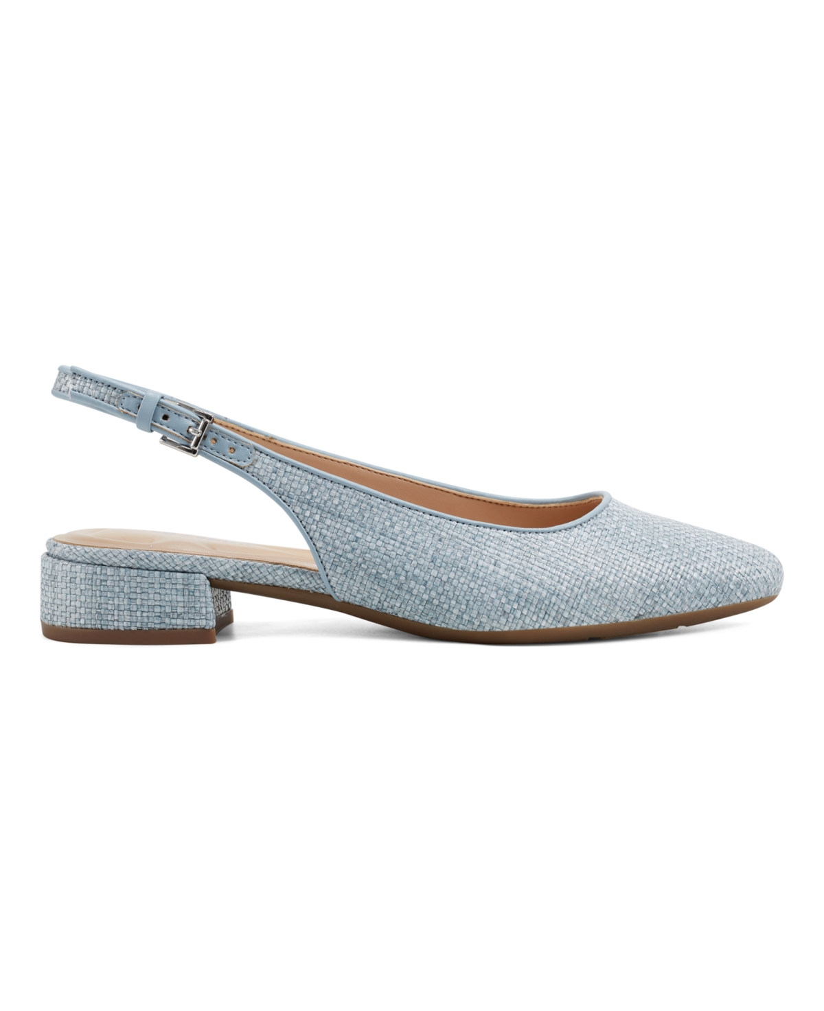 Easy Spirit Women's Eflex Cassius Slingback Block Heel Dress Pumps - Light Blue Woven- Manmade
