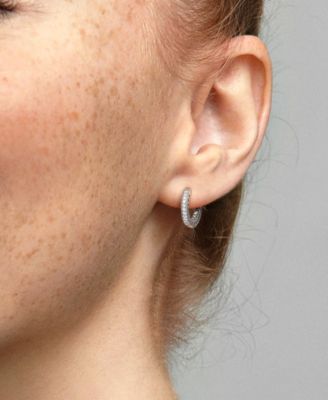 Pave Heart Hoop Earrings
