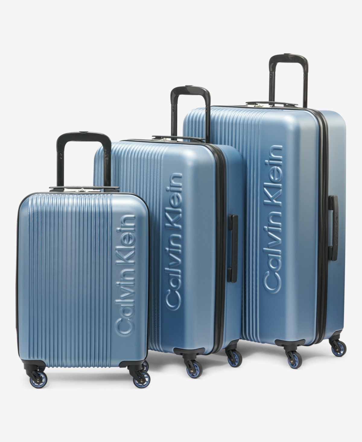 Calvin Klein Verticalism 3 Piece Luggage Set In Flintstone Blue